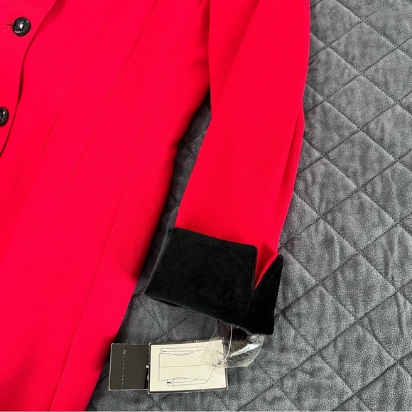 Kasper Blazer Dress Women 4 Red Jacket Suit Crepe Velvet Sheath old money C4 - Picture 9 of 11